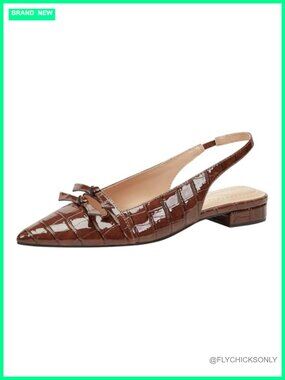 Pointy Toe Faux Leather Slingback Flats Dress Shoes